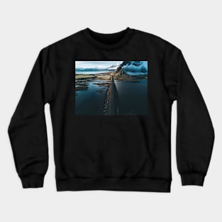 Iceland Mountain Beach with lonely Road – Landscape Photography Crewneck Sweatshirt